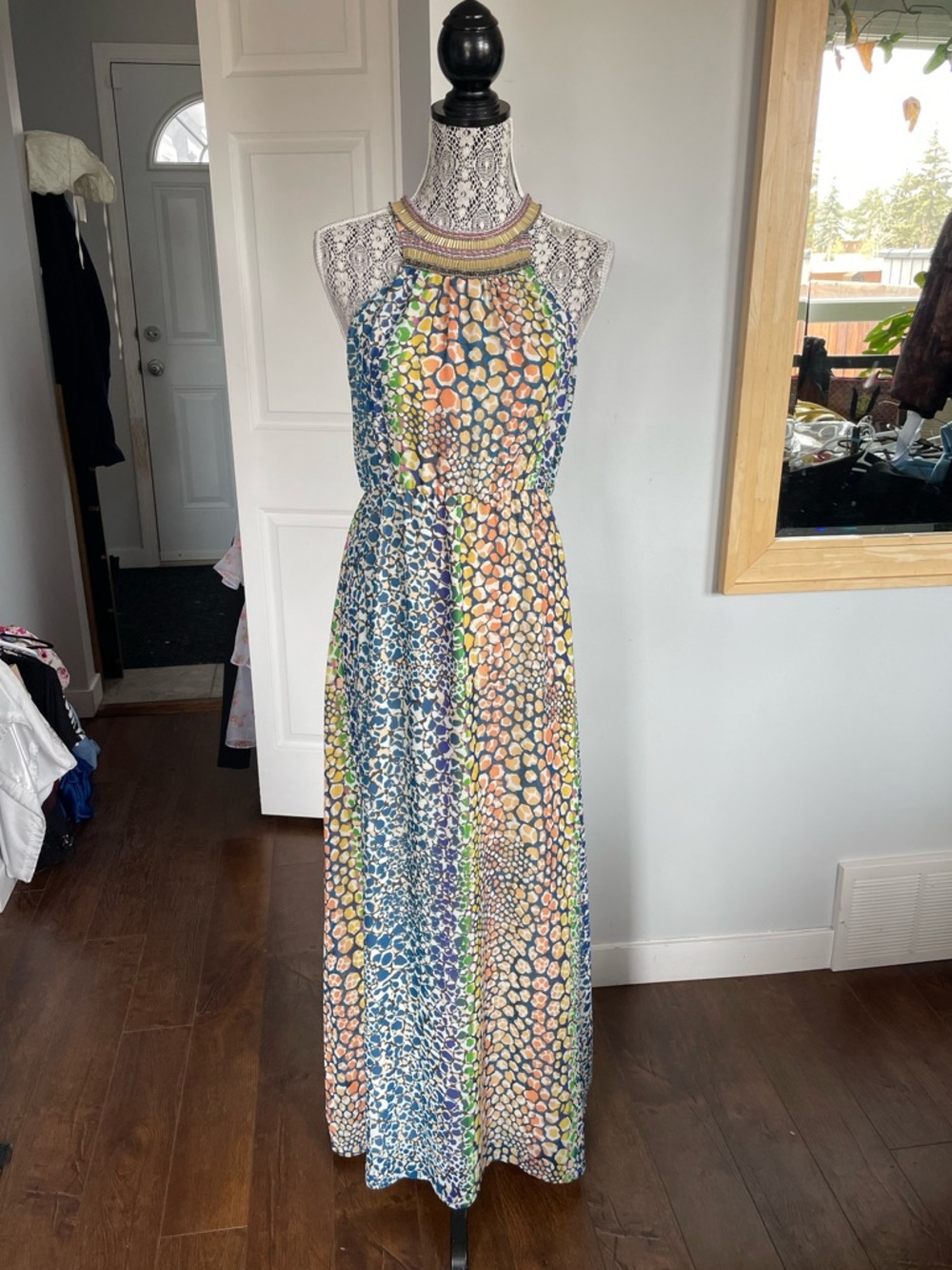 Anthropologie HD in Paris Halter Neck Animal Print Colourful Maxi Dress. Small - Picture 7 of 13